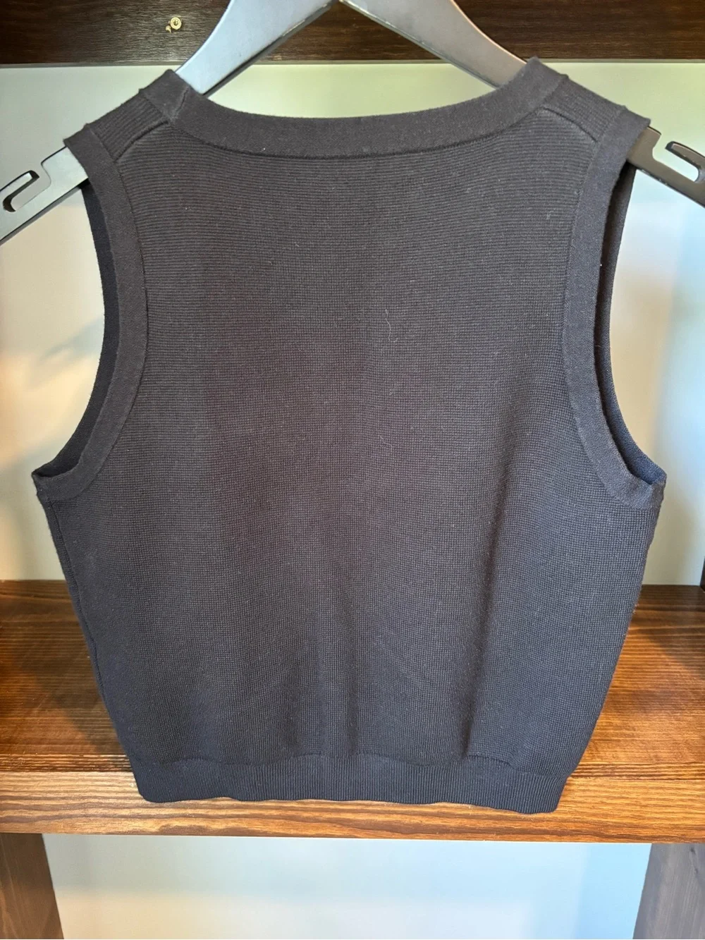 J. Crew Black Sleeveless V-Neck Button Front Knit Vest